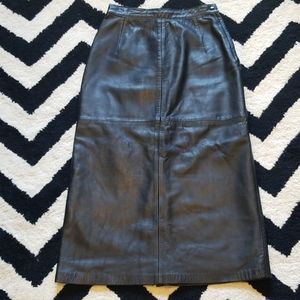 Vintage 90s Leathers by Tibor leather midi pencil skirt